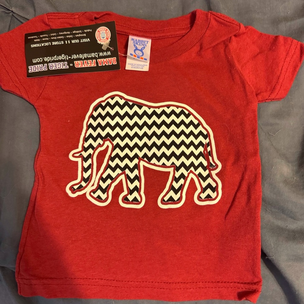 Alabama Rabbit Skins Red Tee with Chevron Elephant